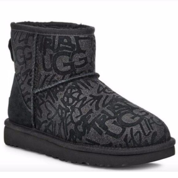 UGG Shoes - NIB UGG Classic Mini Sparkle Graffiti Black Bootie